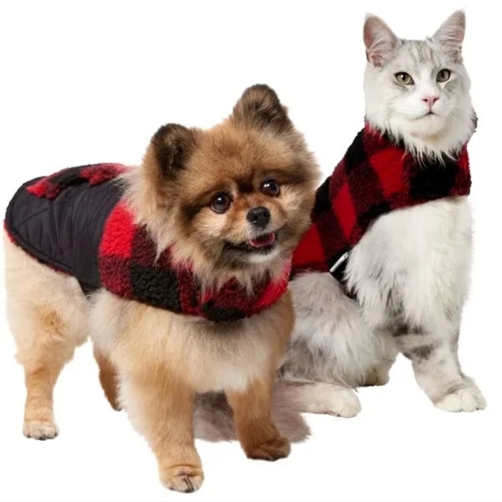 Frisco Reversible Medium Weight Winter Boulder Plaid Dog & Cat Coat Size S/M.
